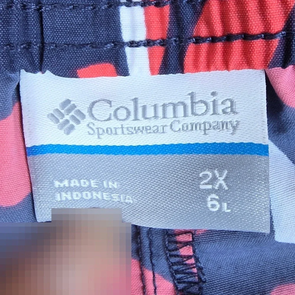 Columbia Sandy River II Printed Shorts Womens 2X Navy Red Leaf AW1418-470 NEW